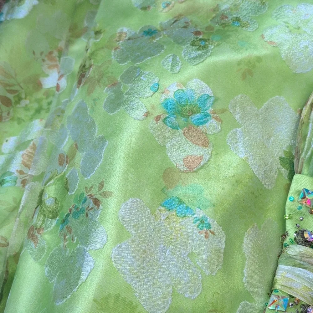 Blush Prom Green Floral Strapless Prom Gown - Picture 12 of 12